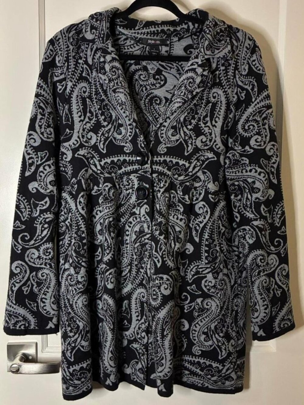 Style & Co Women's Black and Grey Cardigan